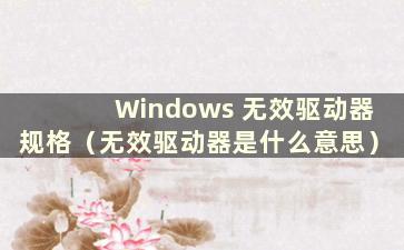 Windows 无效驱动器规格（无效驱动器是什么意思）